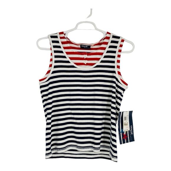 Onque Casuals Tops - New Onque Casual Women's Patriotic Tank Top‎ L Large Red White Blue